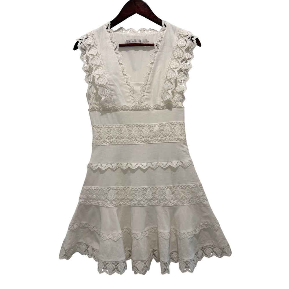 Endless Rose Plunging Neck Lace Trim Dress Size XS Feminine Romantic